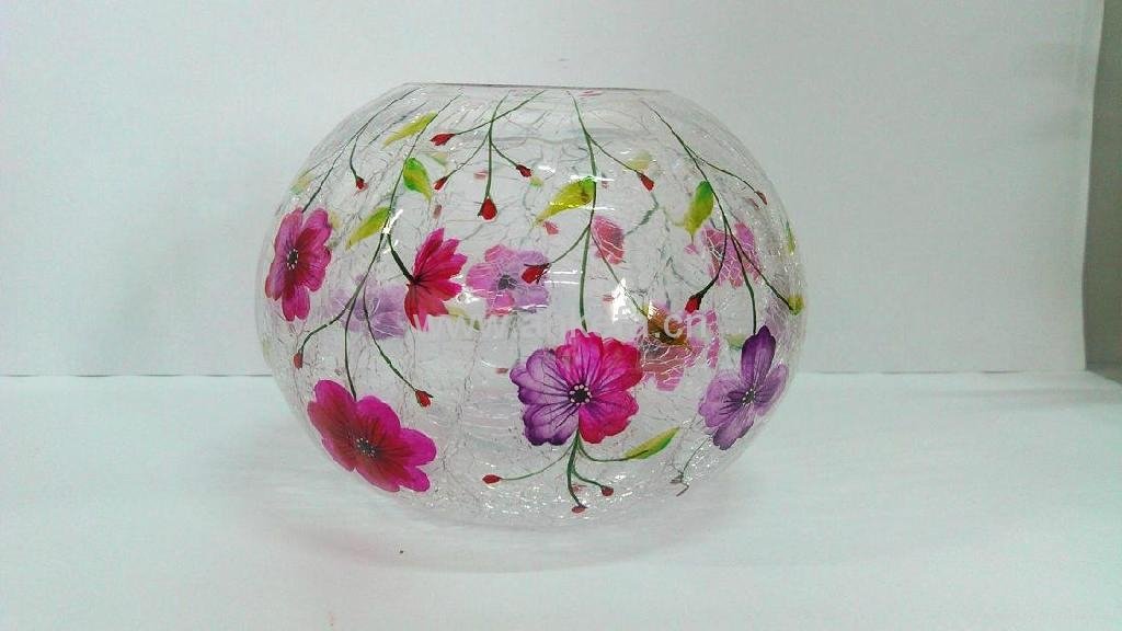 crackle glass candle container with hand painting 2