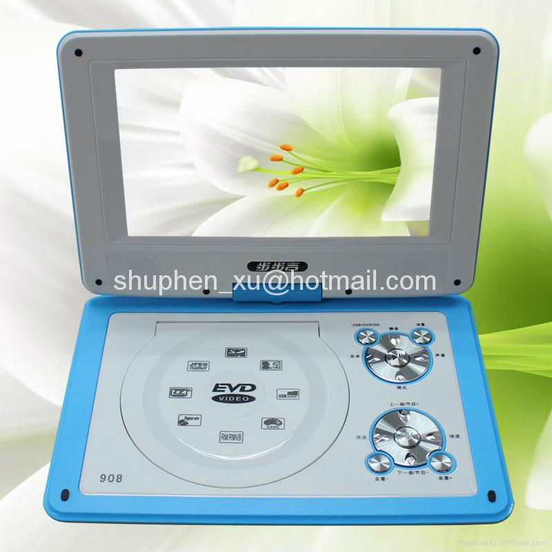 Portable dvd player 9 inch with av in and out 