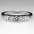 Natural Diamond Five-Stone Engagement Ring Solid Platinum Fine Estate Jewelry 1