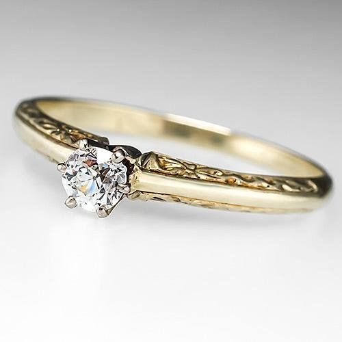 14K黄金钻石戒指 客户来石定制 订婚戒指