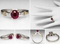 Natural Ruby Engagement Ring w/ Diamond Accents Solid 18K Two-Tone Gold Jewelry 2