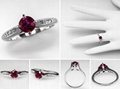 Natural Red Ruby & Diamond Engagement Ring Solid 14K White Gold Estate Jewelry 2