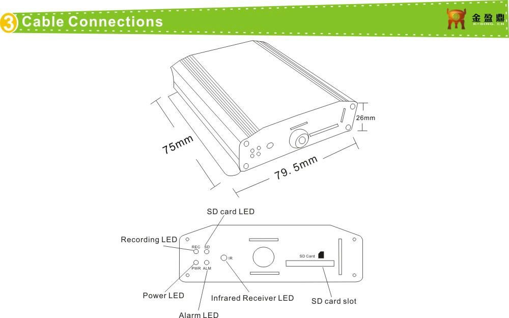 ull D1 2 Channel 32GB SD Memory Record Mobile DVR KD-207  5