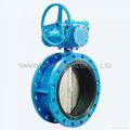 Rubber vulcanizated seat flanged butterfly valve with gear box 