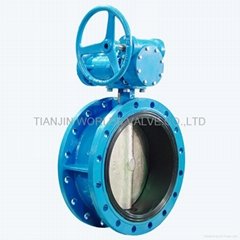 Rubber vulcanizated seat flanged butterfly valve with gear box 
