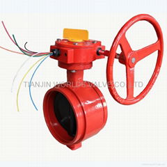 AWWA C606 Grooved end butterfly valve with signal for fire fighting