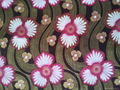 flower reactive printed fabric golden