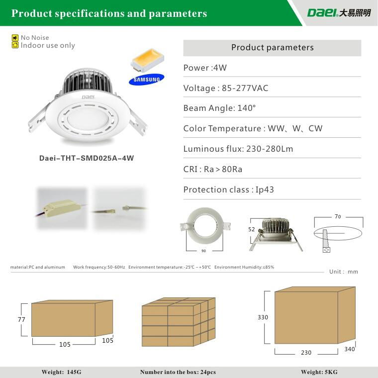  2" LED Downlights 4W Seoul / Samsung LED chip  4