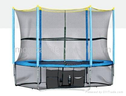Trampoline with safety enclosure
