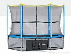 Trampoline with safety enclosure