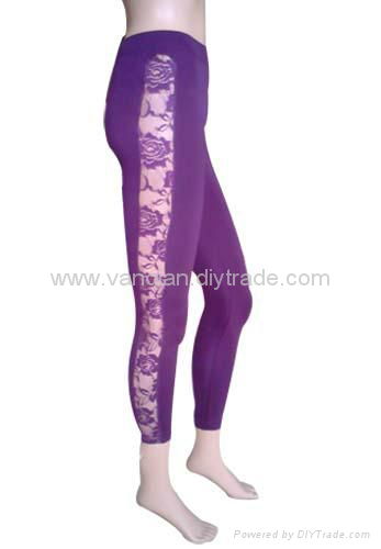 women's seamless lace side leggings 2