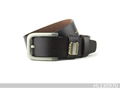 Black Genuine Leather Belt with Prong Buckle