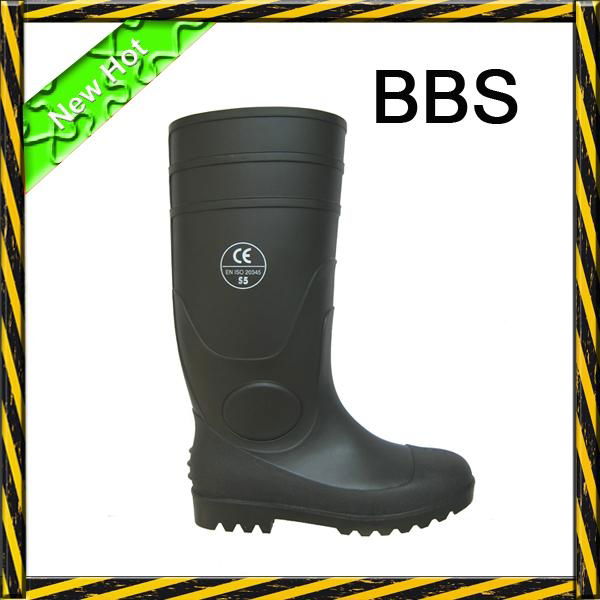 Black PVC safety rain boots