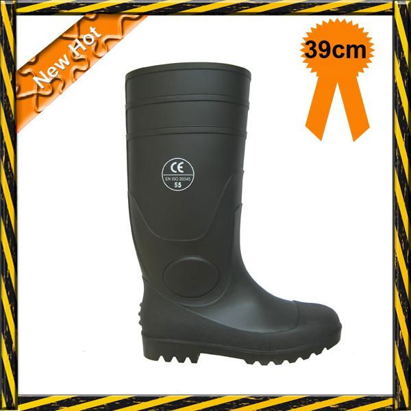 Black PVC safety rain boots 5