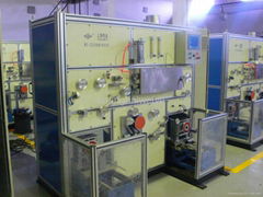 Optic fiber coloring and rewinding machine