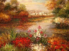 Garden landscape oil painting 