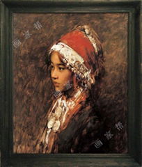 Young lady oil painting