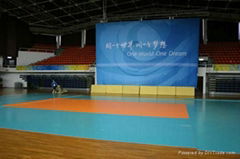 Indoor sports flooring for volleyball courts