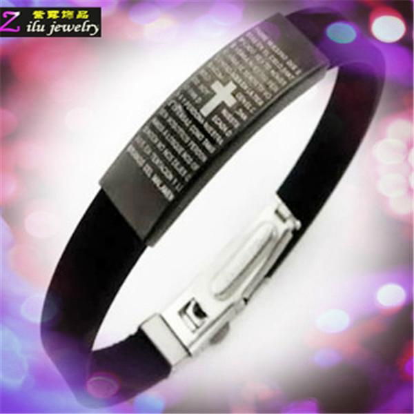 cheap custom silicone bracelets with stainless steel 