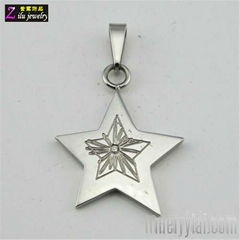 Stainless steel five star pendant
