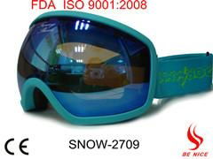 Fashion professional anti-fog goggles ski with CE certificate