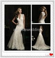 Latest Designs Elegant White V Neck Floor Length Backless Lace Wedding Gown  1