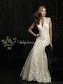 Latest Designs Elegant White V Neck Floor Length Backless Lace Wedding Gown  3