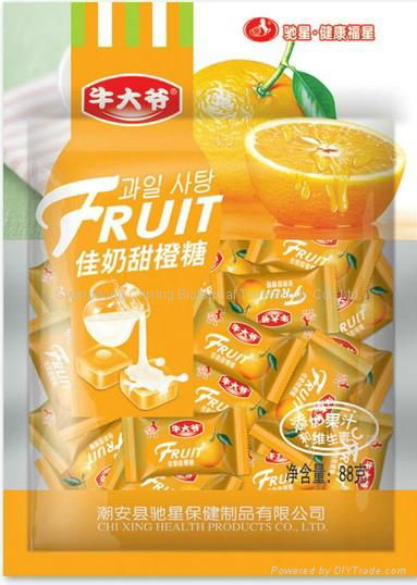 Milk orange flavor Fruit Juicy Candies made in China