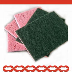 Double-Deck Cellulose Cleaning Sponge with Scouring Clothes Kitchen Tools