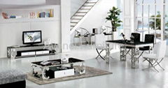 Stainless Steel Dining Table With Marble