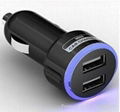 Dual USB car charger with flash led 2