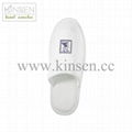 white hotel slipper with embroided logo 1