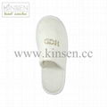 white hotel slipper with embroided logo 3