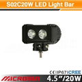 4.5" 20W off road single row LED work light bar 1