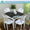 Plain design cute colorful small size tempered glass dining table chairs 3