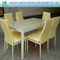 Plain design cute colorful small size tempered glass dining table chairs 5