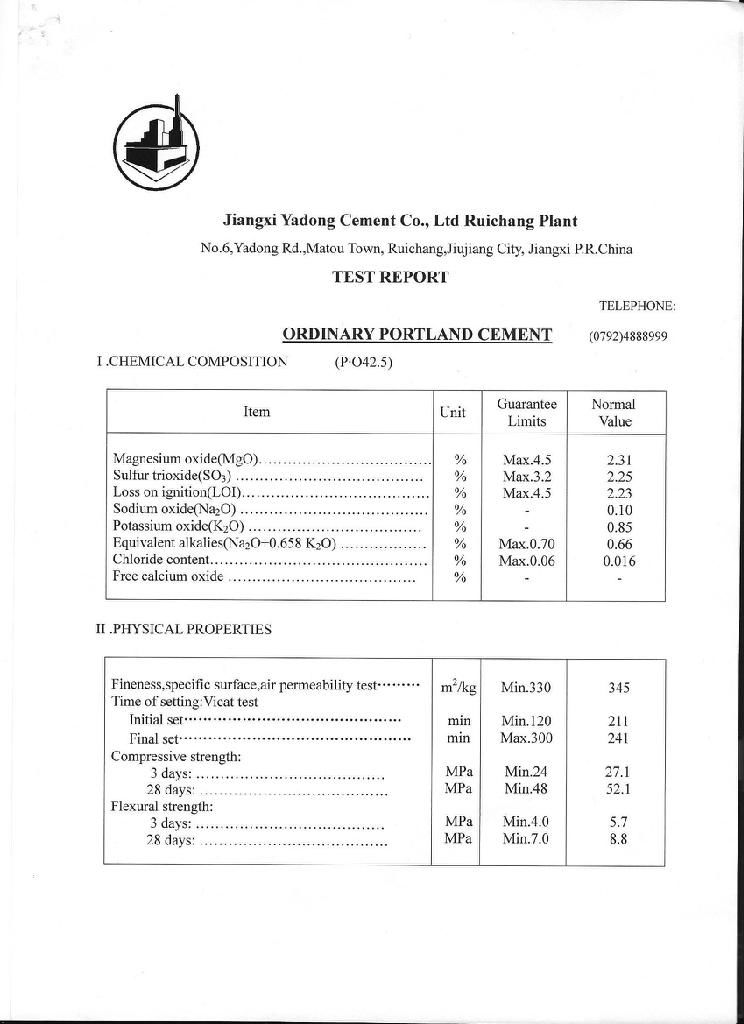 Ordinary portland cement 42.5 42.5r 5