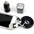 Newest Flat USB For iPhone 5 3 in 1