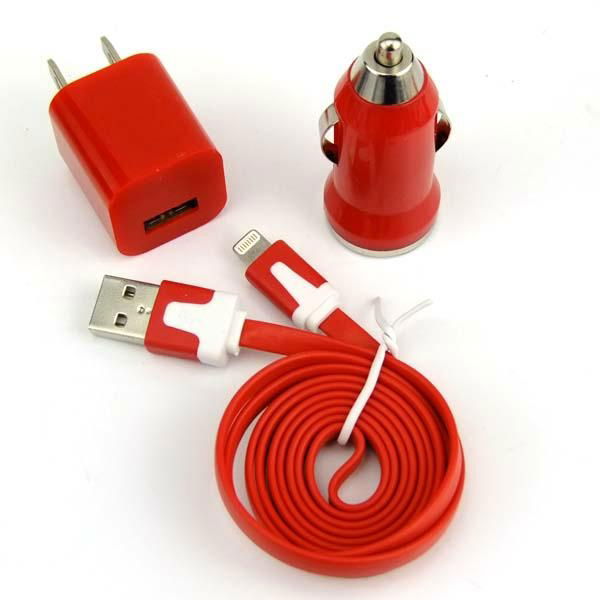 Newest Flat USB For iPhone 5 3 in 1 Charger Kit Manufacturer  2