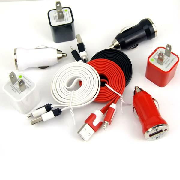 Newest Flat USB For iPhone 5 3 in 1 Charger Kit Manufacturer  3