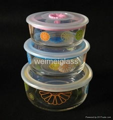 3 PCS Glass Bowl Set With airtight Lid