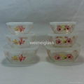 3 PCS Glass Bowl Set With Decal and Plastic Lid