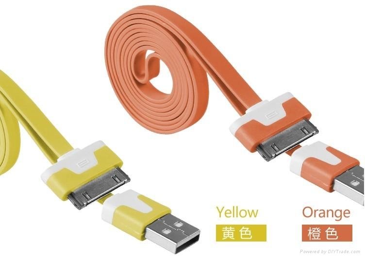 Flat Usb Cable To 30pin For Ipad Iphone4 4s  4