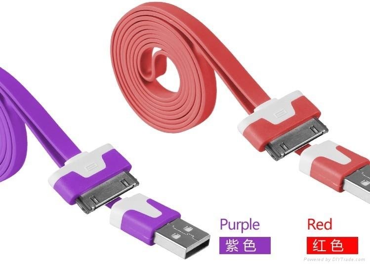 Flat Usb Cable To 30pin For Ipad Iphone4 4s  5