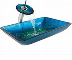 glass sink with tap 7018