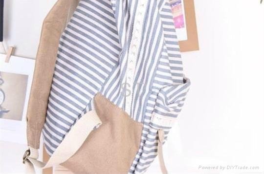 Ladies Backpack Canvas Stripe Leisure Bags  2