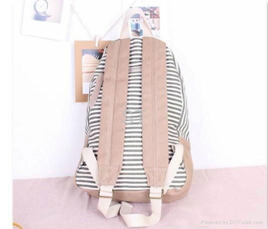 Ladies Backpack Canvas Stripe Leisure Bags  4