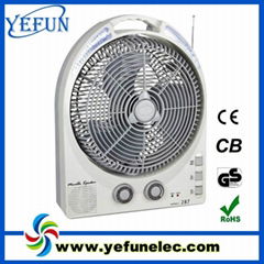 12" Rechargeable Box Fan With LED & Radio