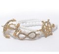 Natical theme crystal anchor wheel and infinite symbol stretch bracelet set of 3 3