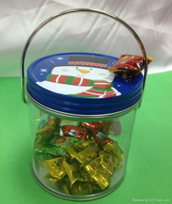 transparent tin bucket with handle for candy  3